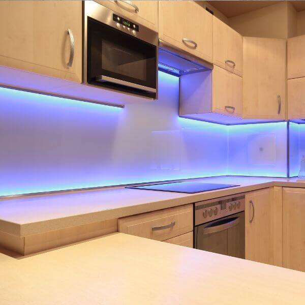 Dave Fenech Electrical Services electrician in Sydney installing LED and indoor lighting for modern, energy-efficient kitchens.