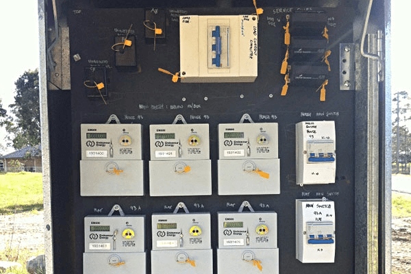 Electricity meter installation in Sydney showing multiple new meters and main switchboard setup by Dave Fenech Electrical Services Electricity meter installation in Sydney showing multiple new meters and main switchboard setup by Dave Fenech Electrical Services