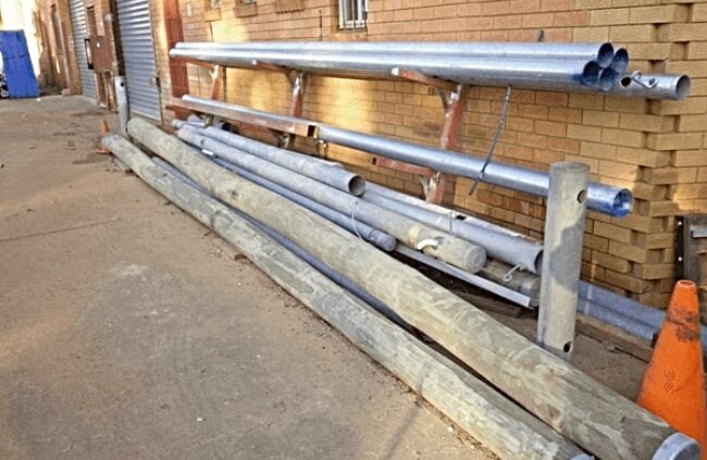 Private power poles ready for installation and replacement by Dave Fenech Electrical Services, licensed Level 2 electricians in Sydney Private power poles ready for installation and replacement by Dave Fenech Electrical Services, licensed Level 2 electricians in Sydney